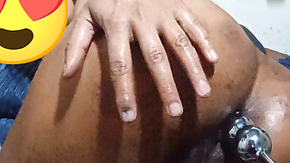 Ass fuck Anal with stainless steel butt plug Desi