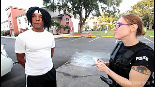 White Girl Cops 9 - Angry blonde Milf cops on patrol fucking big black cocks in the hood - interracial  femdom raceplay parody