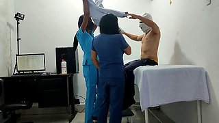IT HAPPENED AT THE CLINIC!! A FEMALE DOCTOR AND NURSE SEDUCE A PATIENT. THEY FUCK HIM ON THE STRETCHER