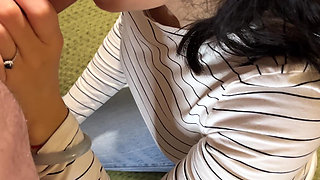 Hot Chinese Tinder date gets on her knees & Sucks BWC for huge facial