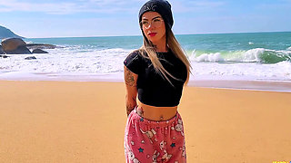 I Asked a Stranger to Film Me on the Beach, I Rewarded Him with a Very Wet Blowjob!