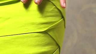 Amateur Milf In Tight Back Slit Skirt Teasing Visible Panty Line