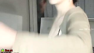 Korean cute teen camgirl teasing in pantyhose