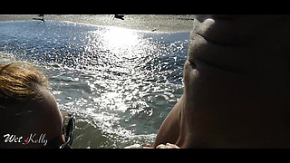 Fit Blonde Babe with Big Ass Fucks on a Nude Beach