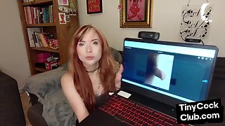 Tattooed hot babe reacting to tiny cocks