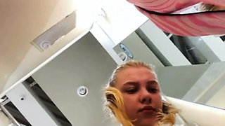 Fingering and Pussy Masturbating in a Fitting Room