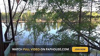 KristinaSlut Outdoor Public Flashing - Naughty Brunette Flashes Pussy Outside