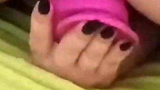 Horny MILF Fucks Pussy with Big Dildo Orgasms in Sexy Pantyhose