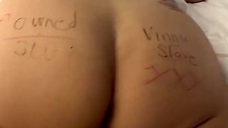 Amateur Submissive Wife Displaying Her Body Written in Permanent Marker.