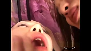 Asian Girl In Lingerie Kissing Spitting Getting Her Face Licked By Her Busty Girlfriend