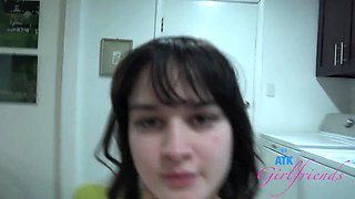 Tiny tits Remi blows him before riding his dick POV
