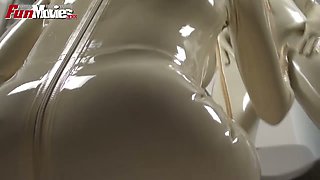 Latex lesbians are pissing on each other