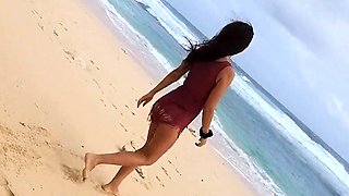 Public Beach Butt Plug Insertion by a Solo Female