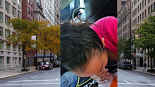 Thai MILF big cock car blowjob in public