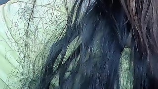 Dirty Bitch Pick up by Old Guy and Give Him a Nyon Handjob to Thanks Him in Car While Driving