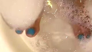 Melove Blue Nail Polish Toes Taking a Bath