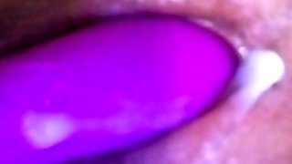 Black slut close up toy double