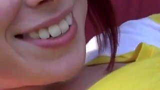 Busty redhead teen Zoey Nixon sucks and fucks cock