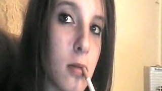 Horny amateur Brunette, Smoking adult movie
