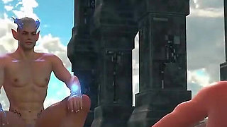 Busty Punk 3D Babe Fucked in Hot Threesome by Big Cock Satyrs