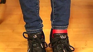 Red Stockings, Sneakers & Dangling Tease