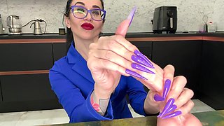 New Longer Shape and New Purple Color, Claws, Long Flexible Fingers Wide Palms and Handjobs with Spit