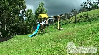 Cute carla goes naked at the playground