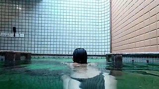 Hot Brunette's Naughty Motel Pool Solo Show