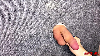I Took a Close-up Shot of Glory Hole - Spanking My Feet on the Cock and Balls of a Slave Easycbtgirl