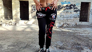 Masturbation in Abandoned Building - Golden Shower