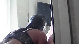 Blowjob in the Mirror and Swallowing Cum with the Beautiful and Big MILF Ass