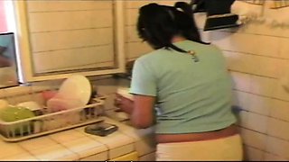Latina Teen Areli gets fucked in the kitchen