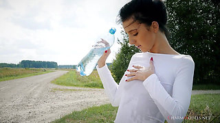 Sofia Z Wet Wet Wet T-shirt and Hard Nipples