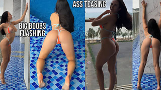 Titty Flashing in a Wet Bikini While Everyone Stared