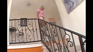 Hot blondie takes a black rocket behind her