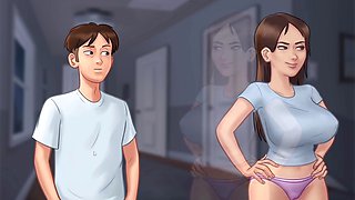 Naughty step-sister gets steamy in the principal's shower with her small boobs