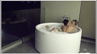 Asian Couple Having Sex In An Outdoor Jacuzzi, Someone Is Peeking