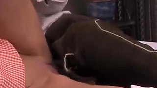 Brunette bum fucked by black stud