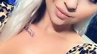 Glamour babe with big boobs masturbates in lingerie