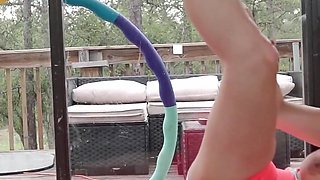 Busty Blonde Babe Alana Luv Strips Naked for Nude Yoga and Masturbation