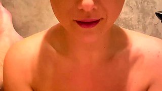 Blonde with Big Boobs Gives Blowjob to Her Dildo on Liv more