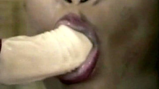 Petite Ebony From France Playing with Her Toy on Casting