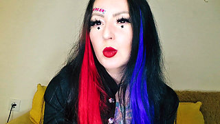 Food fetish. Dominatrix chews gummies. Teeth fetish, chewing fetish