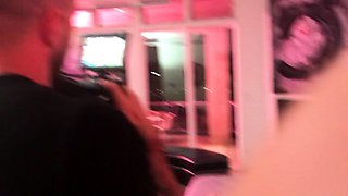 Amateur milf flashing her big boobs in a public place