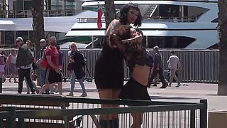 Public whipped smalltits babe by master and mistress outdoor