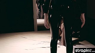 Delightful Mia and Rossy's latex bondage movie