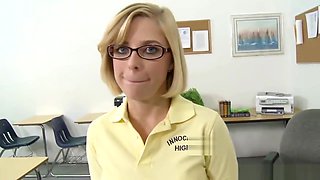 Blonde schoolgirl Penny Pax gets her pink pussy for teacher rammed hard
