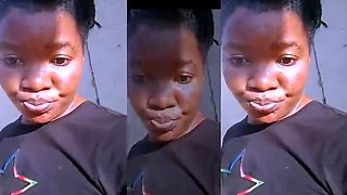 Black Amateur Samantha Johnssons Flashing Her Big Tits and Playing with Dildo