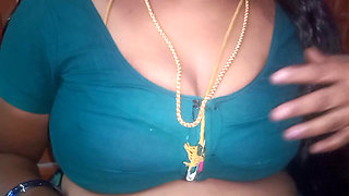 Tamil Aunty Squeezing Her Breasts When She Is Alone and Unable to Control Her Emotions