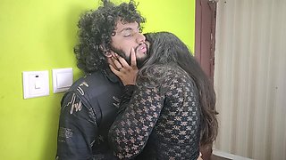 Black Net Top and White Skirt Hot Romance by Vaishnavy and Sharun Raj, Mallu Couple Hot Kiss and Navel Romance, Desi Couple Fun